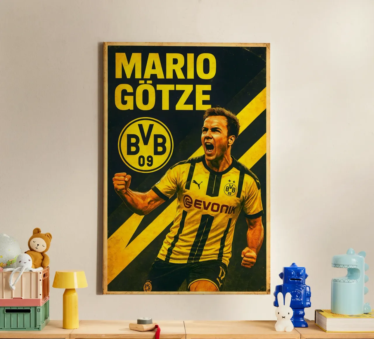 Mario Gotze canvas met Baklijst van Cyberpunk Canvas