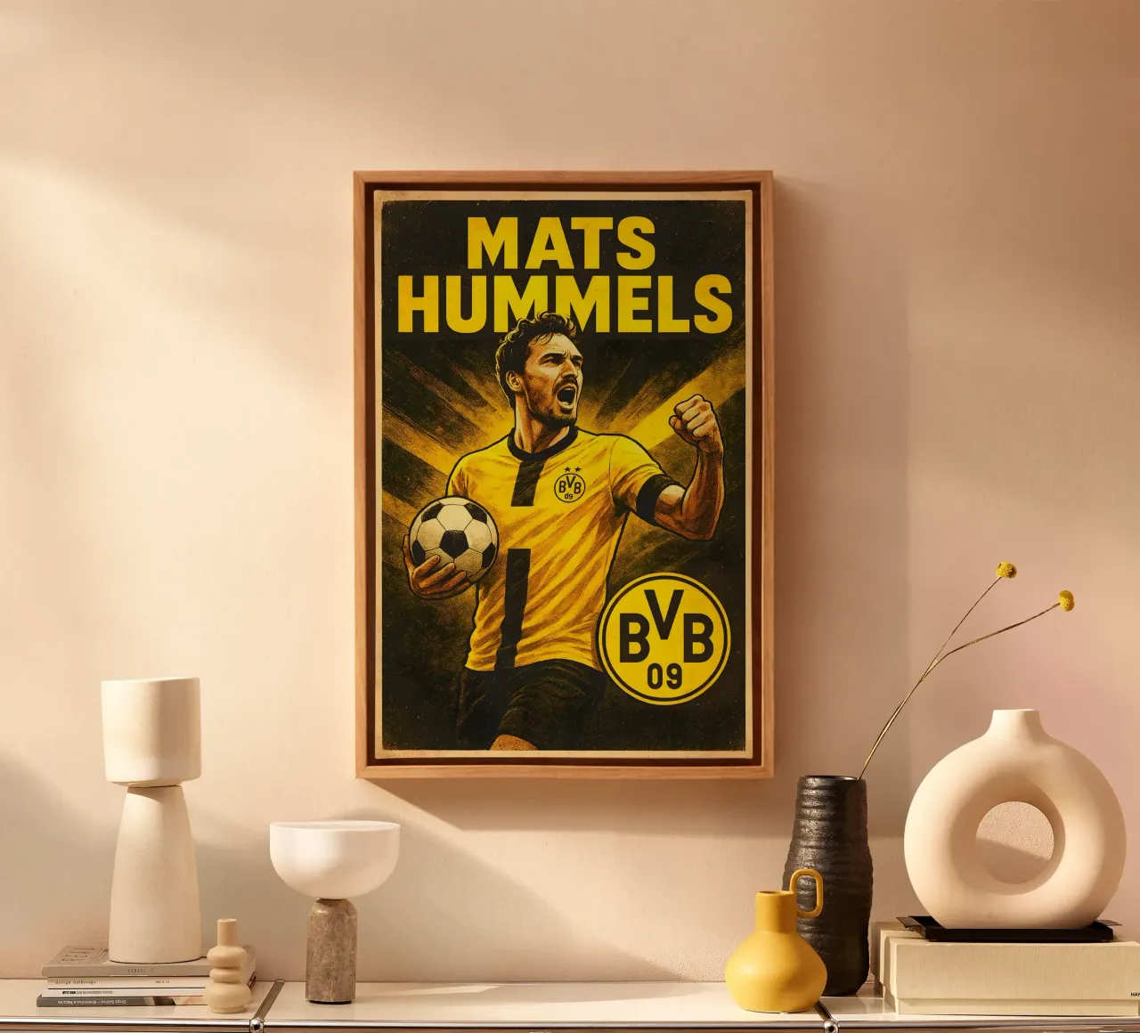 Mats Hummels lienzo con Marco flotante de Cyberpunk Canvas