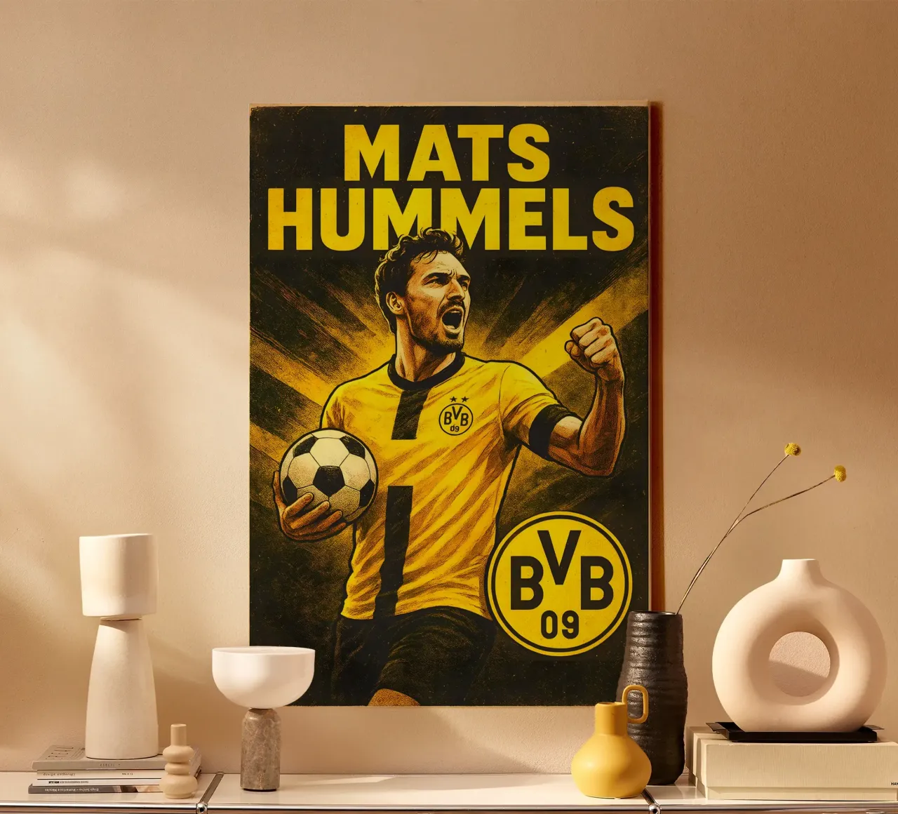 Mats Hummels lienzo con Marco flotante de Cyberpunk Canvas
