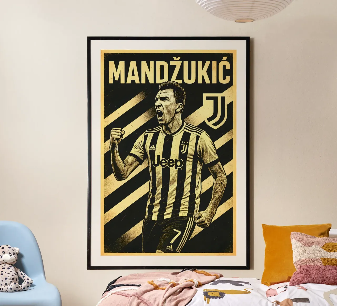 Mario Mandzukic poster con telaio in plastica da Cyberpunk Canvas