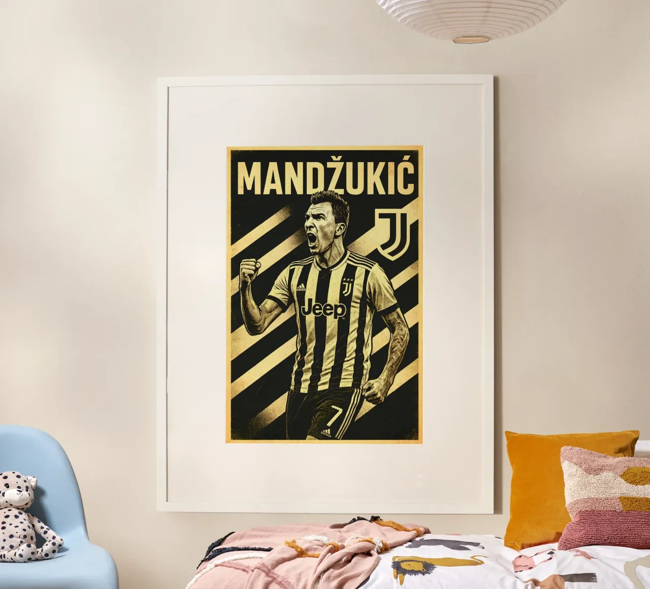 Mario Mandzukic poster con telaio in plastica da Cyberpunk Canvas