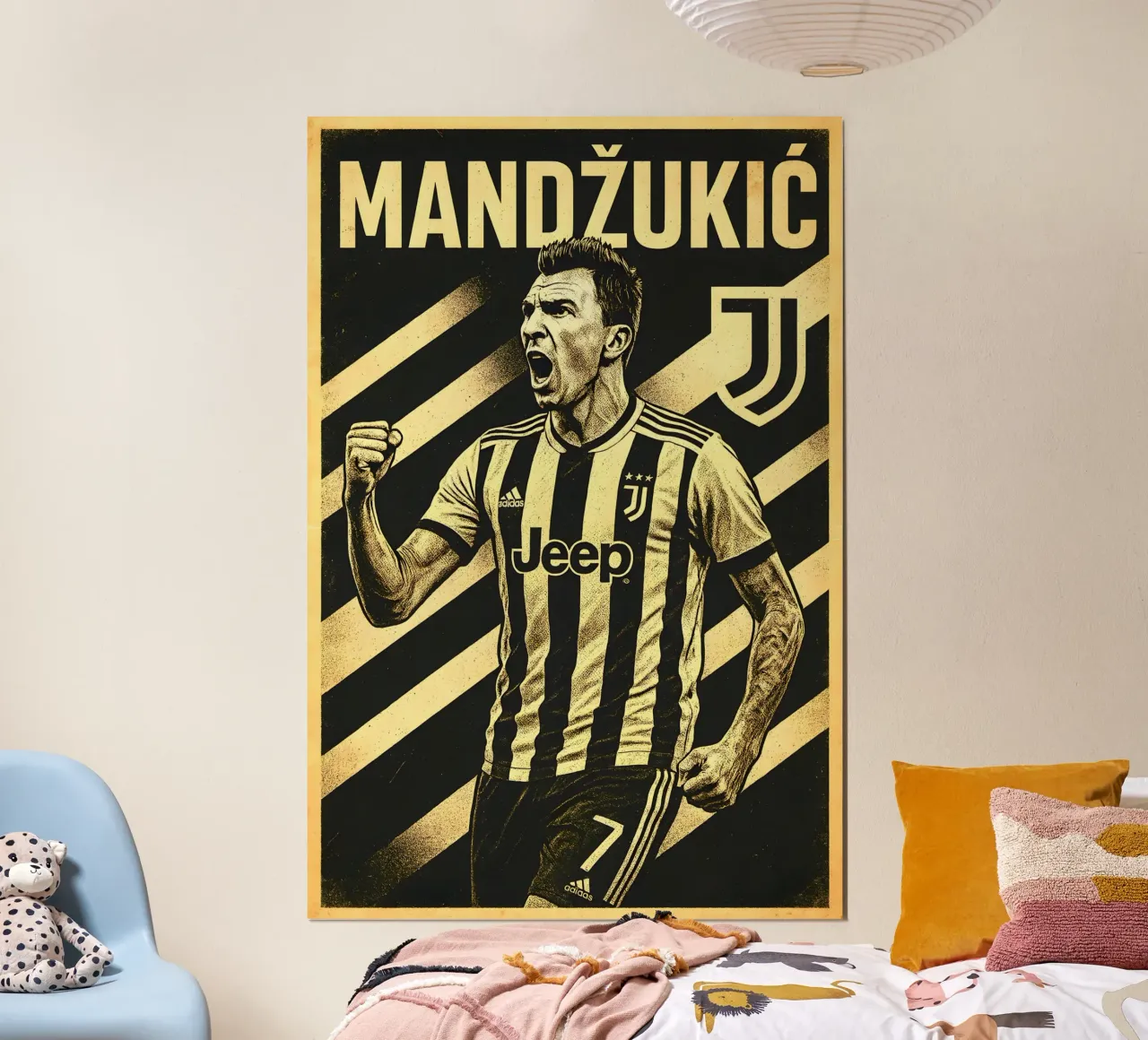 Mario Mandzukic poster con telaio in plastica da Cyberpunk Canvas