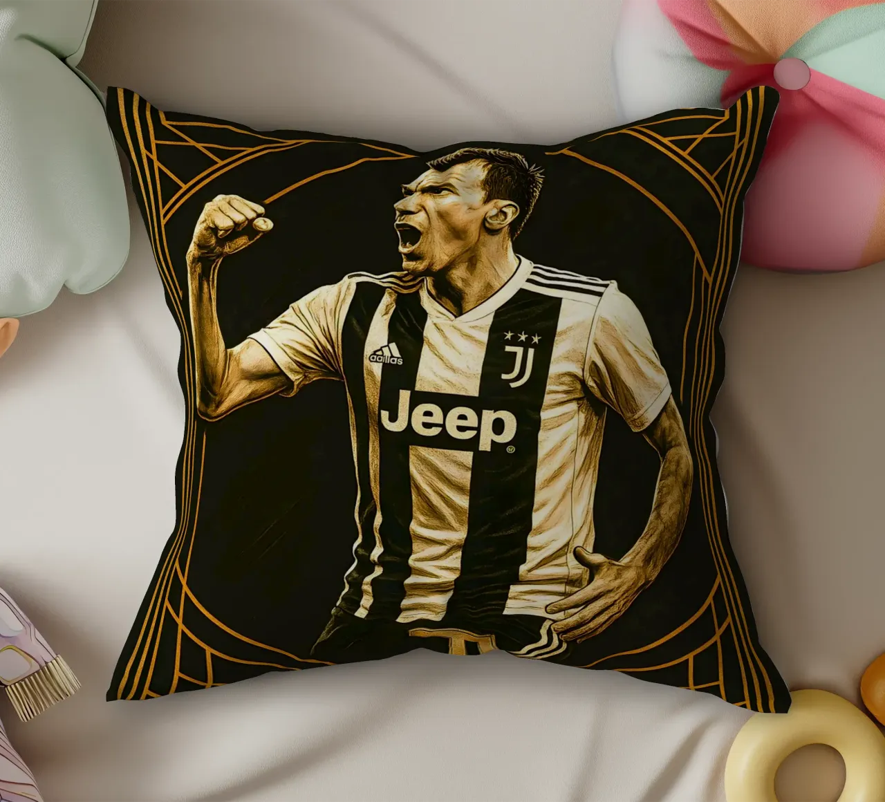 Mario Mandzukic cuscino da Cyberpunk Canvas