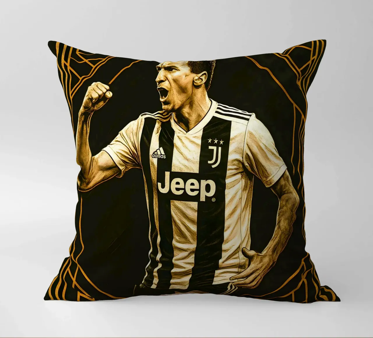 Mario Mandzukic cuscino da Cyberpunk Canvas
