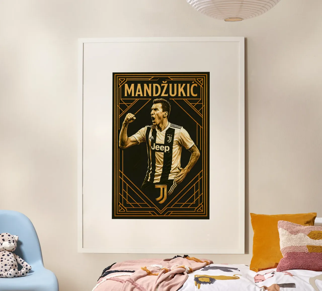 Mario Mandzukic poster con telaio in plastica da Cyberpunk Canvas