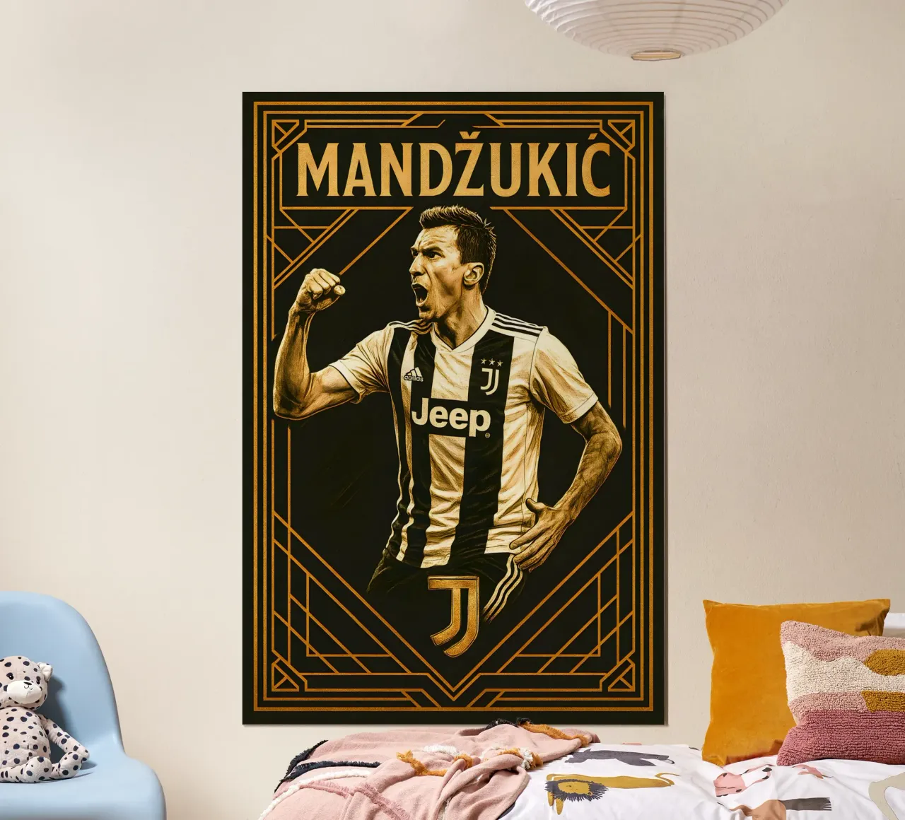 Mario Mandzukic poster con telaio in plastica da Cyberpunk Canvas