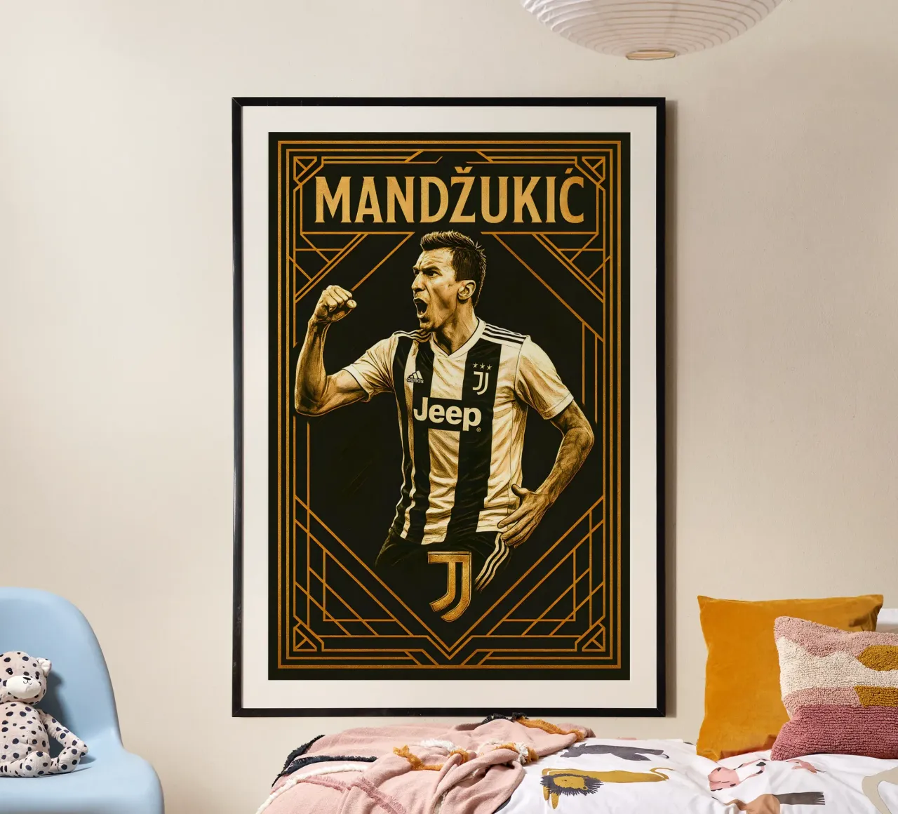 Mario Mandzukic poster con telaio in plastica da Cyberpunk Canvas