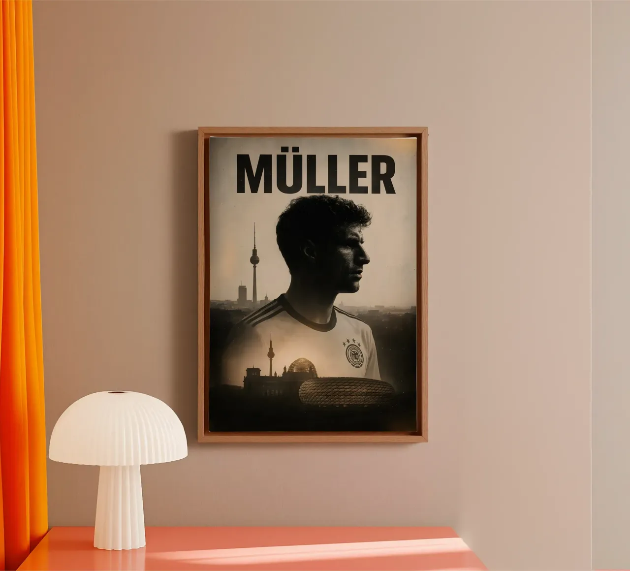 Thomas Muller lienzo con Marco flotante de Cyberpunk Canvas