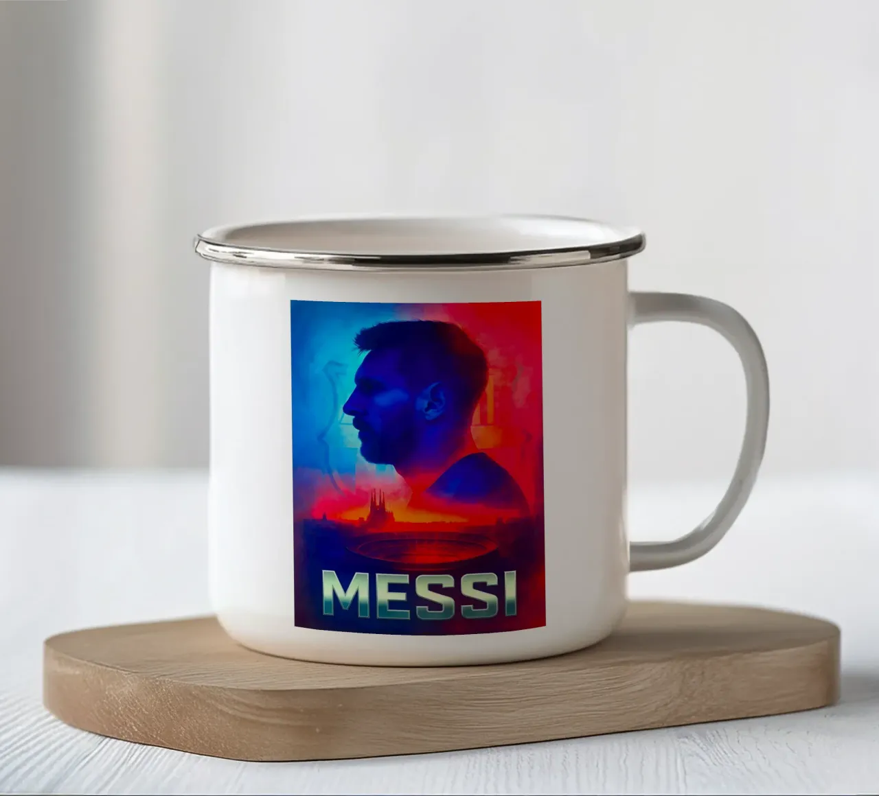 Lionel Messi tazza in smalto da Cyberpunk Canvas