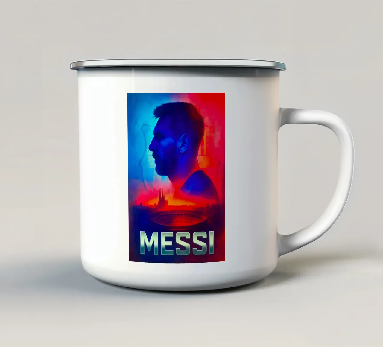 Lionel Messi tazza in smalto da Cyberpunk Canvas