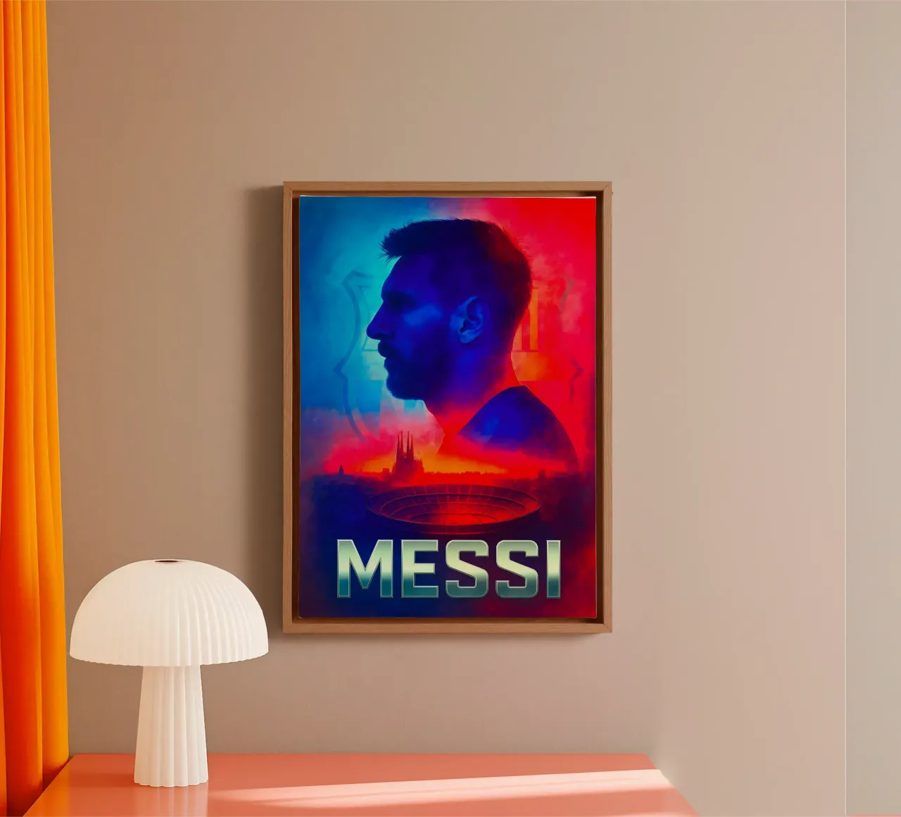Lionel Messi tela con Cornice a cassetta da Cyberpunk Canvas