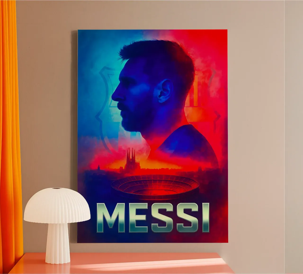Lionel Messi tela con Cornice a cassetta da Cyberpunk Canvas