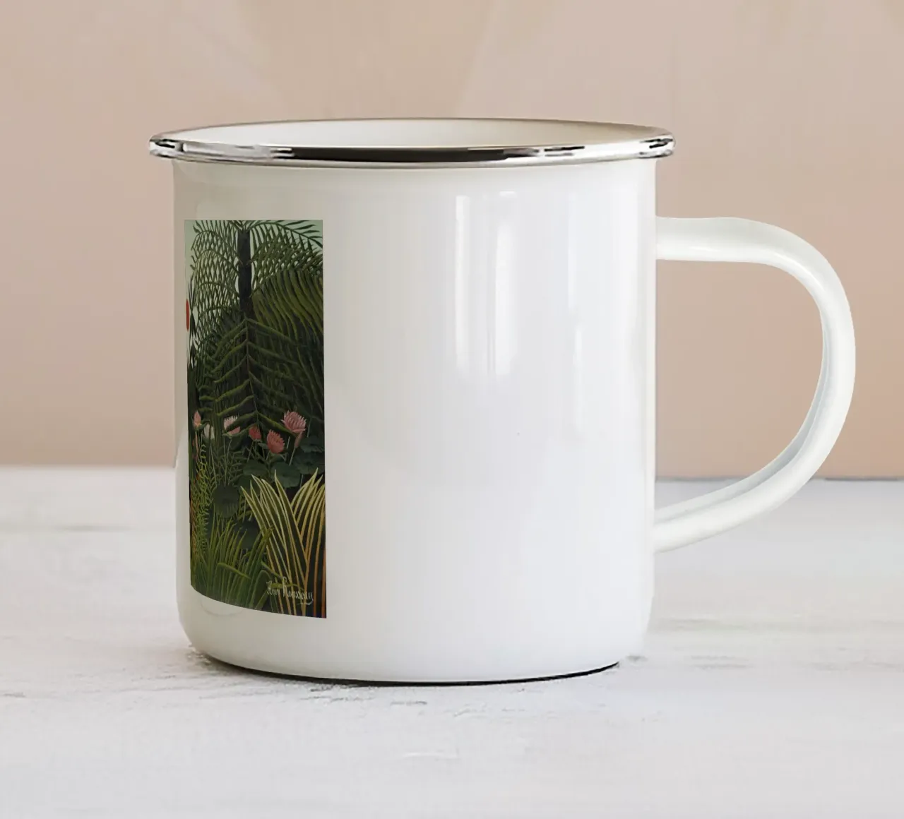Foresta vergine con tramonto (1910) - Henri Rousseau tazza in smalto da Venus Art
