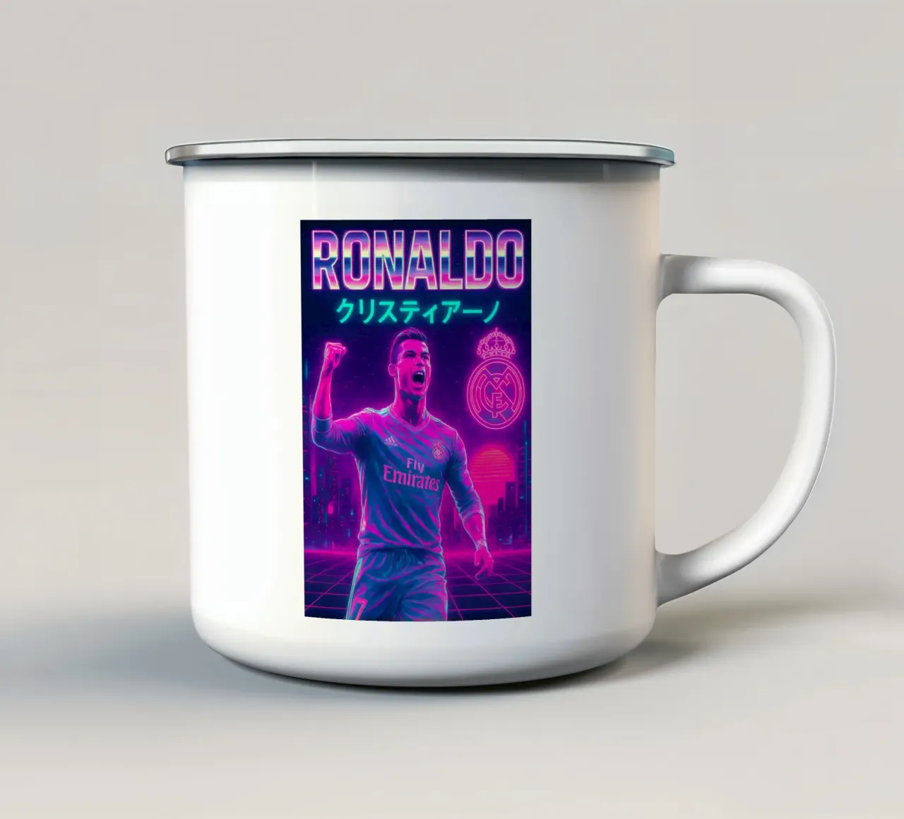 Cristiano Ronaldo tazza in smalto da Cyberpunk Canvas