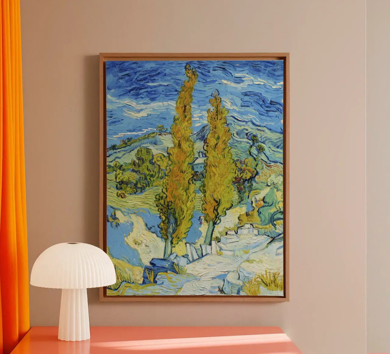 I pioppi di Saint-Rémy (1889) - Vincent van Gogh tela con Cornice a cassetta da Venus Art