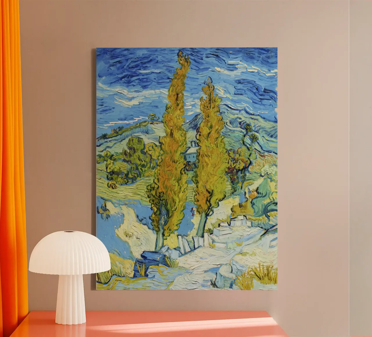 I pioppi di Saint-Rémy (1889) - Vincent van Gogh tela con Cornice a cassetta da Venus Art