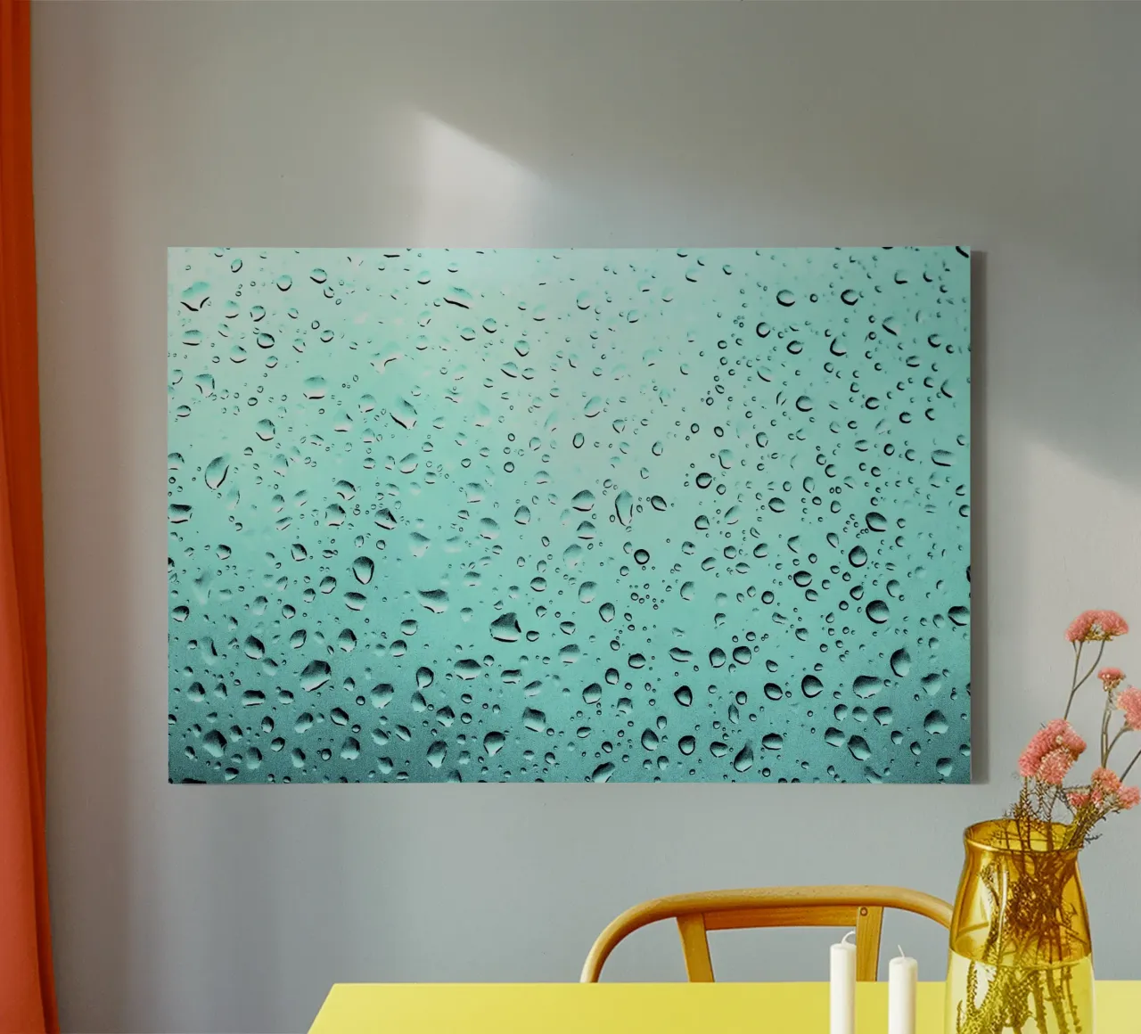 Regendruppels op glas - Kunstdruk canvas met Baklijst van jay