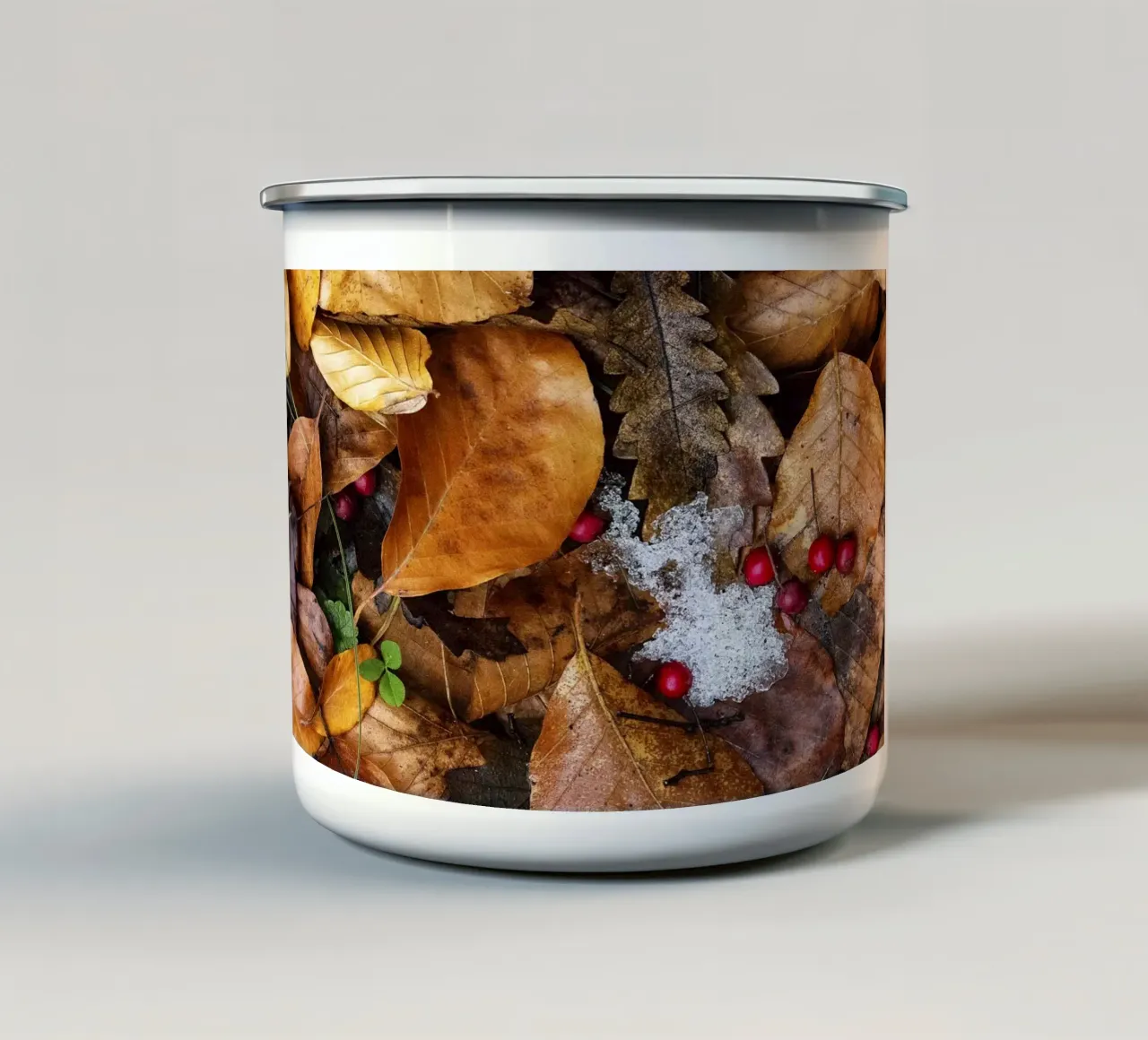Neve in autunno - Stampa d'arte tazza in smalto da jay