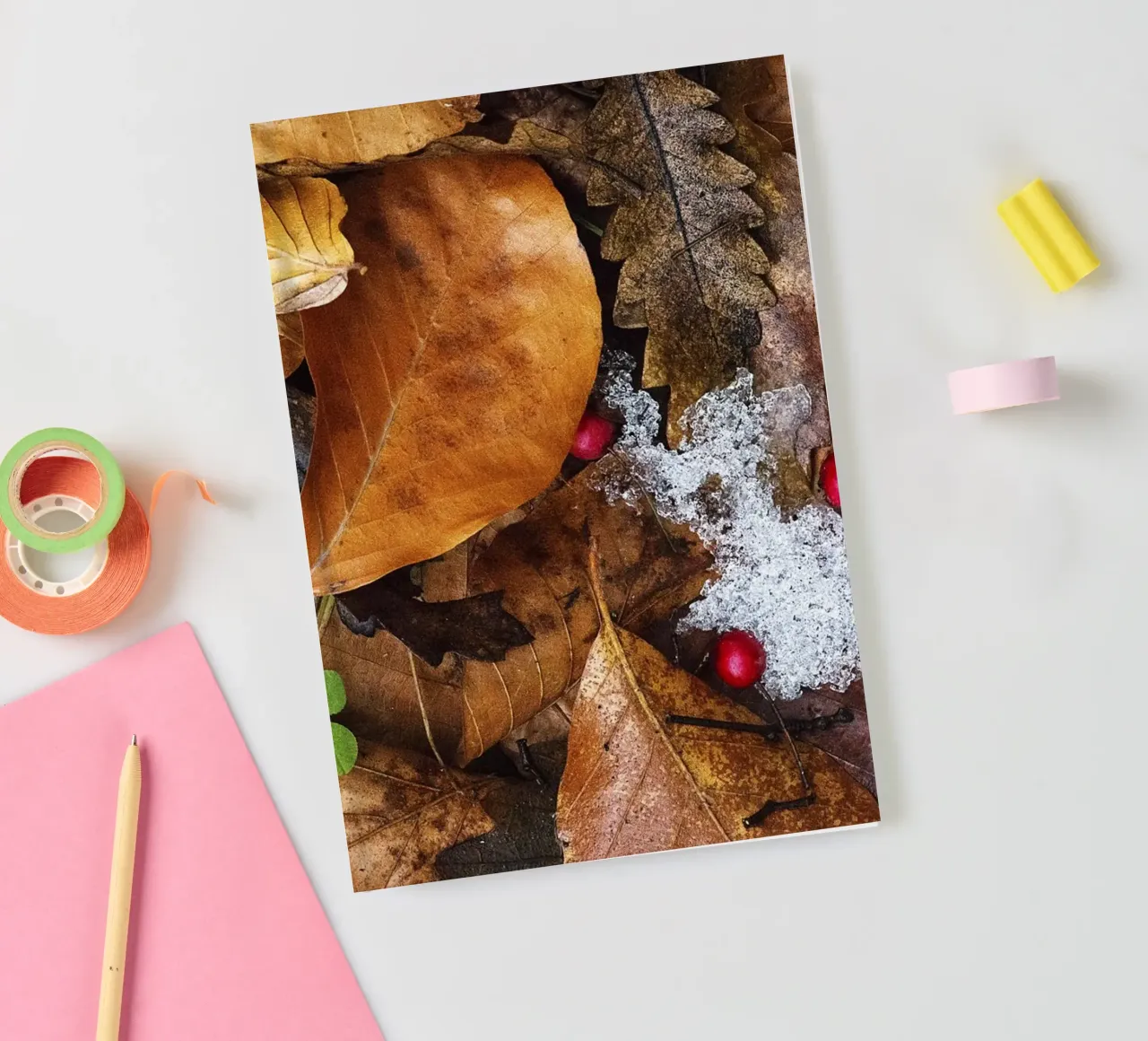 Snow in Autumn – Fine Art Print notebook by jay