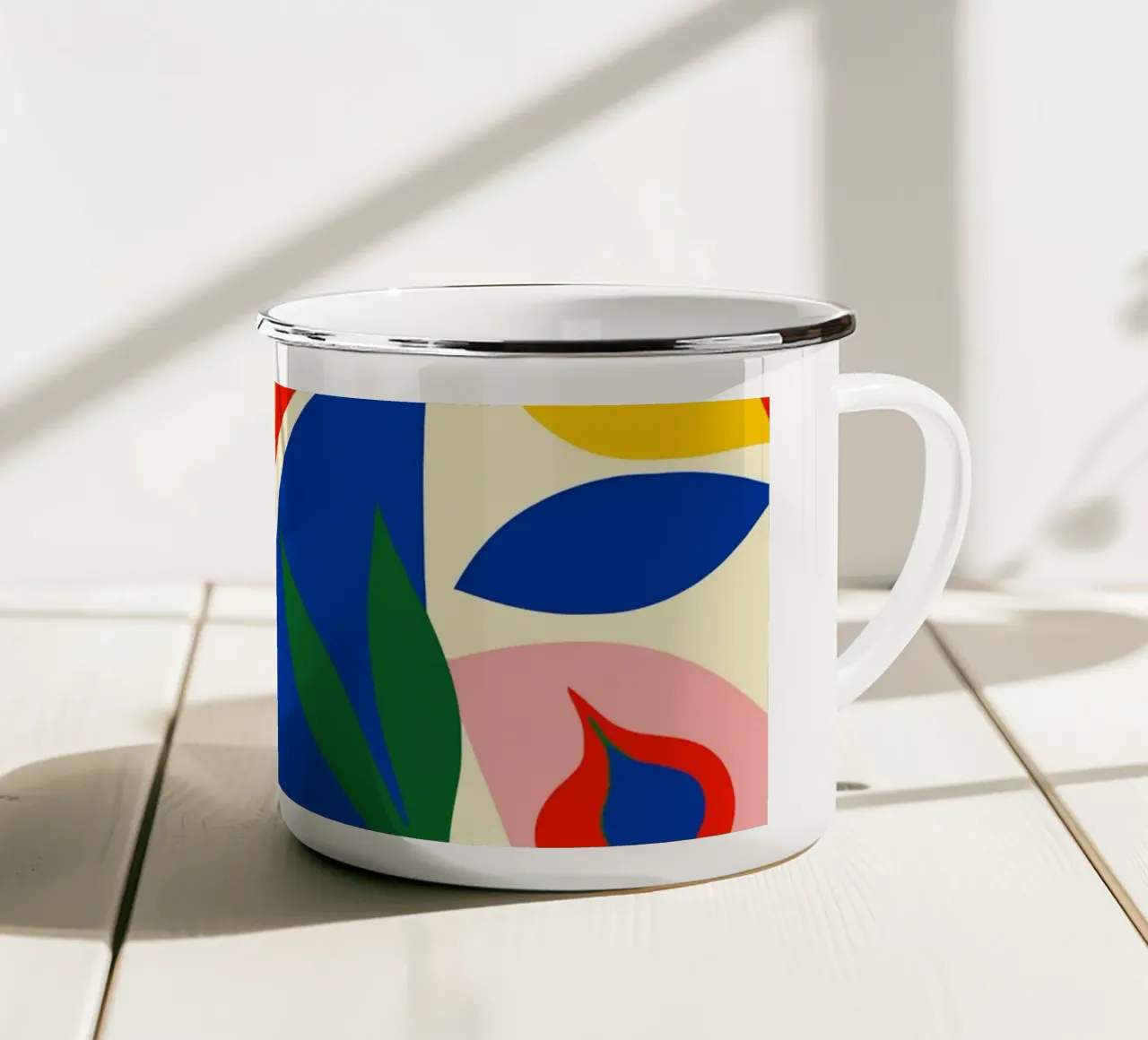 Arte botanica astratta colorata Vibrazioni tropicali tazza in smalto da Abstract and Patterns