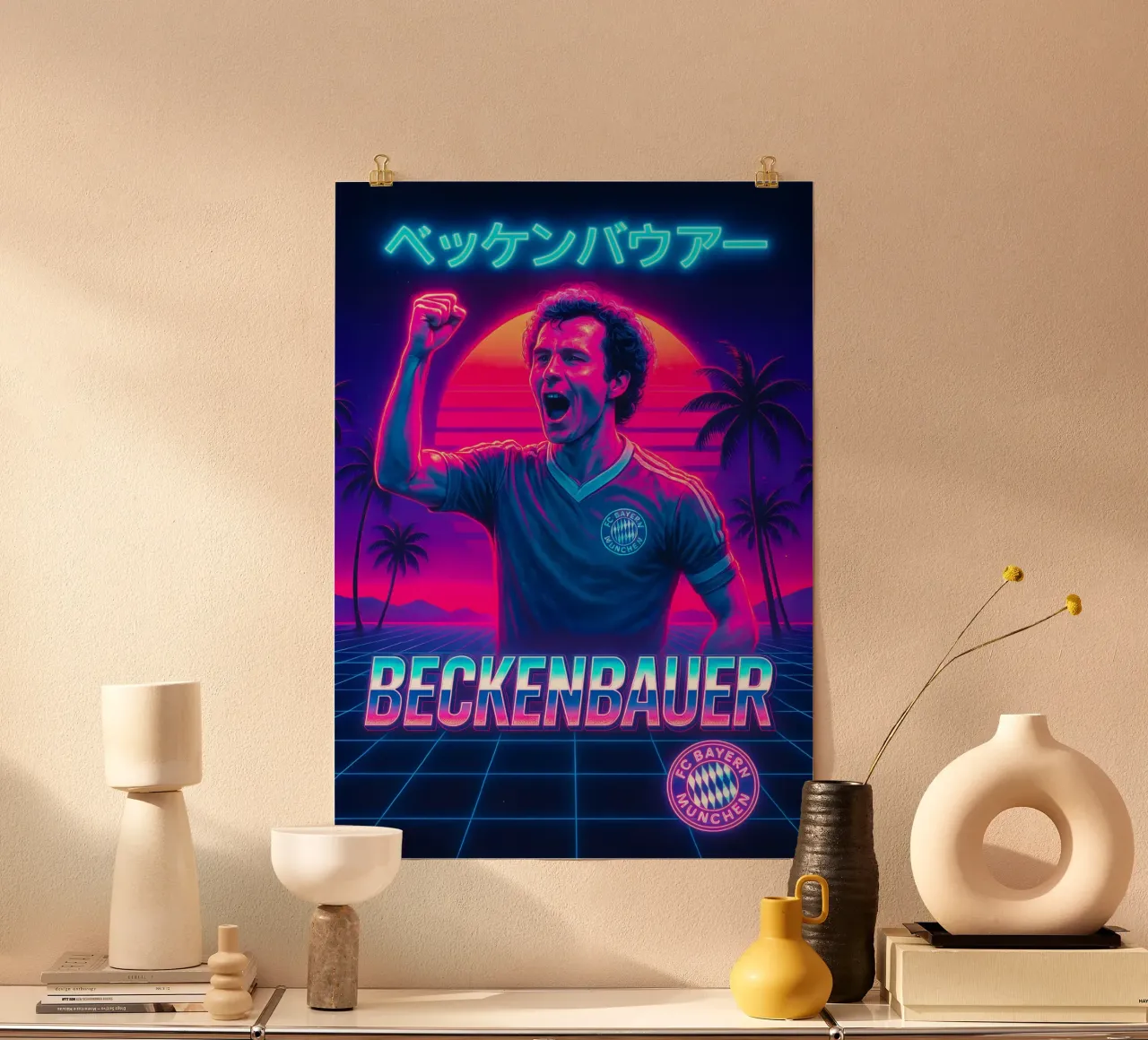 Franz Beckenbauer poster con telaio in plastica da Cyberpunk Canvas