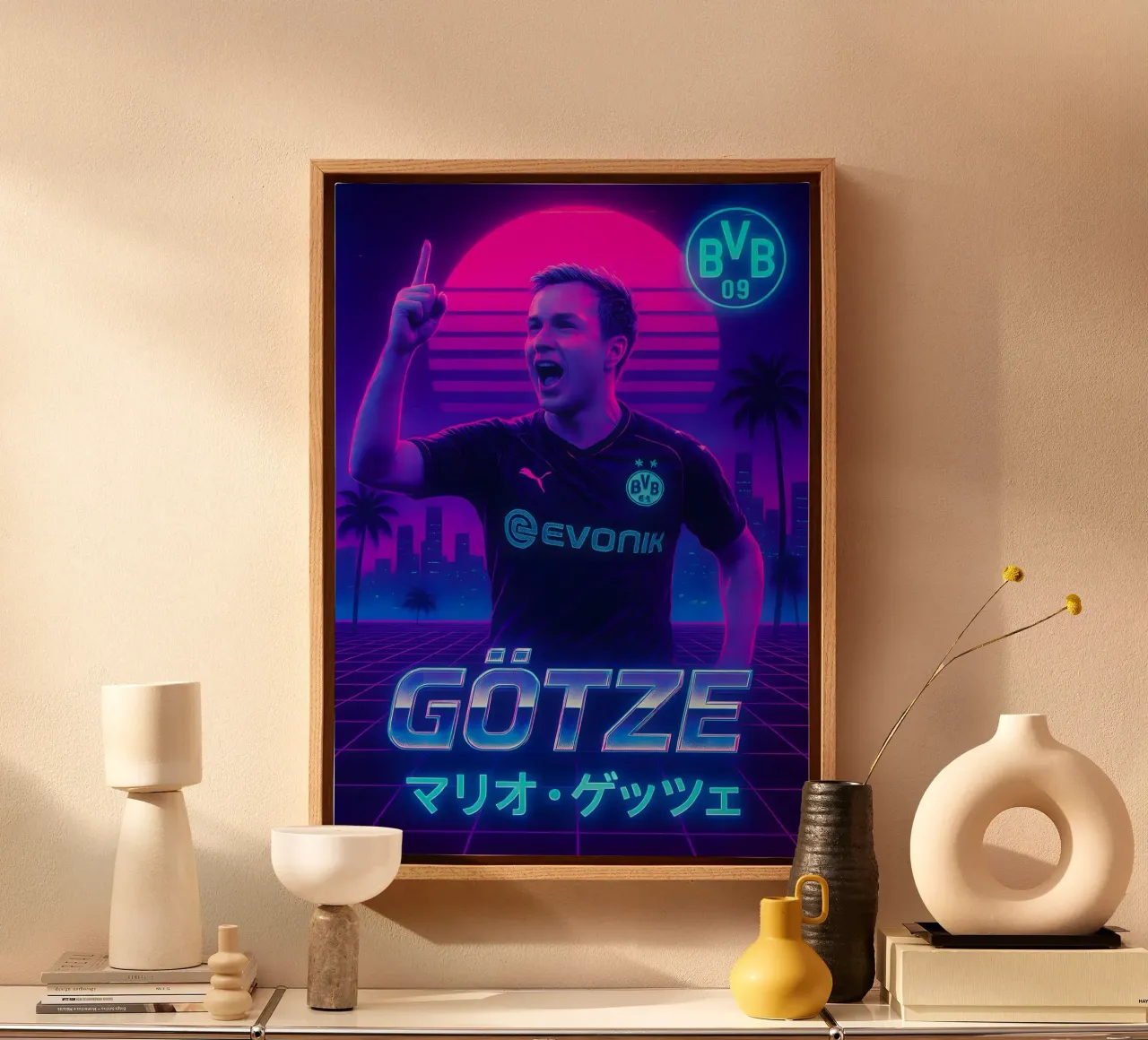 Mario Gotze tela con Cornice a cassetta da Cyberpunk Canvas