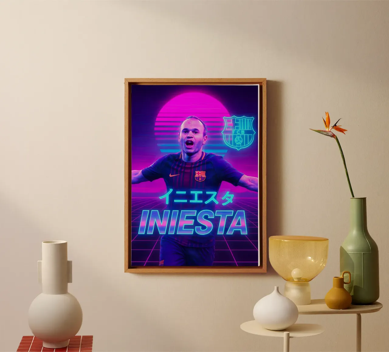 Andres Iniesta tela con Cornice a cassetta da Cyberpunk Canvas