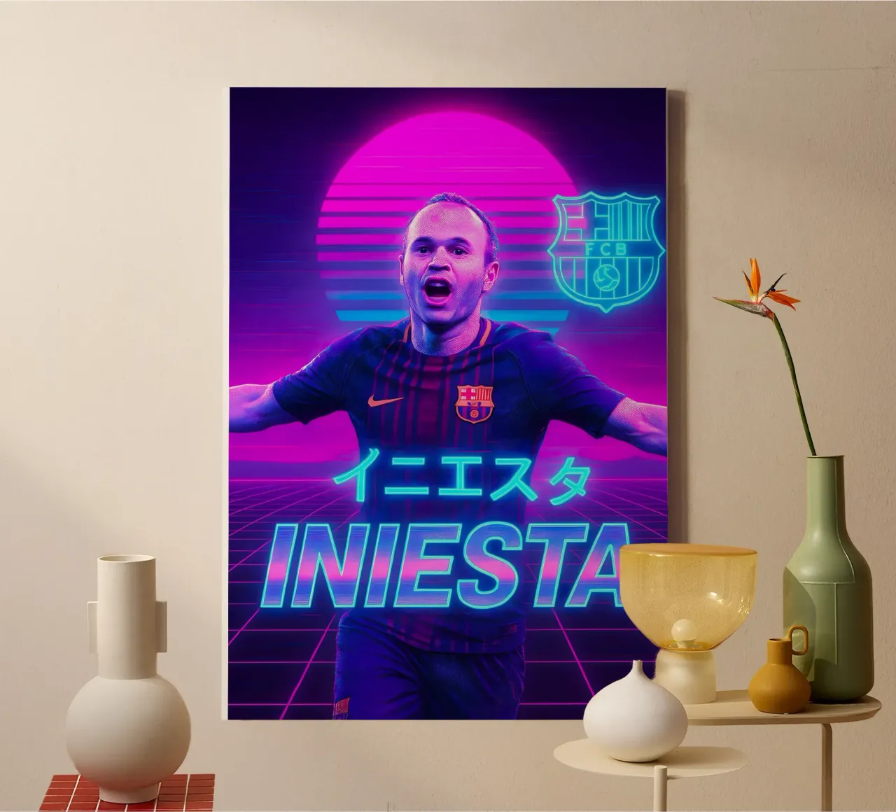 Andres Iniesta tela con Cornice a cassetta da Cyberpunk Canvas