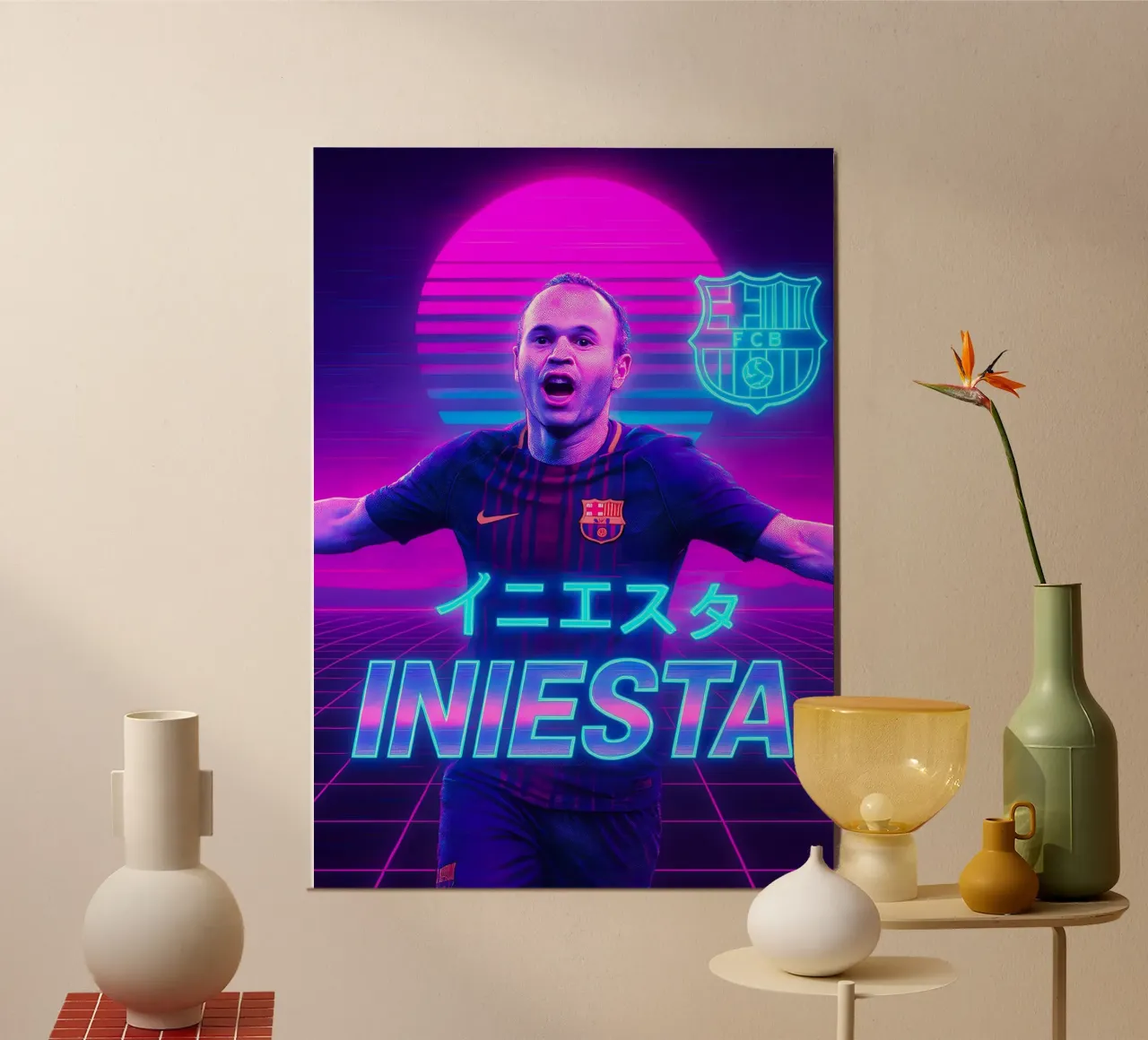 Andres Iniesta poster con telaio in plastica da Cyberpunk Canvas