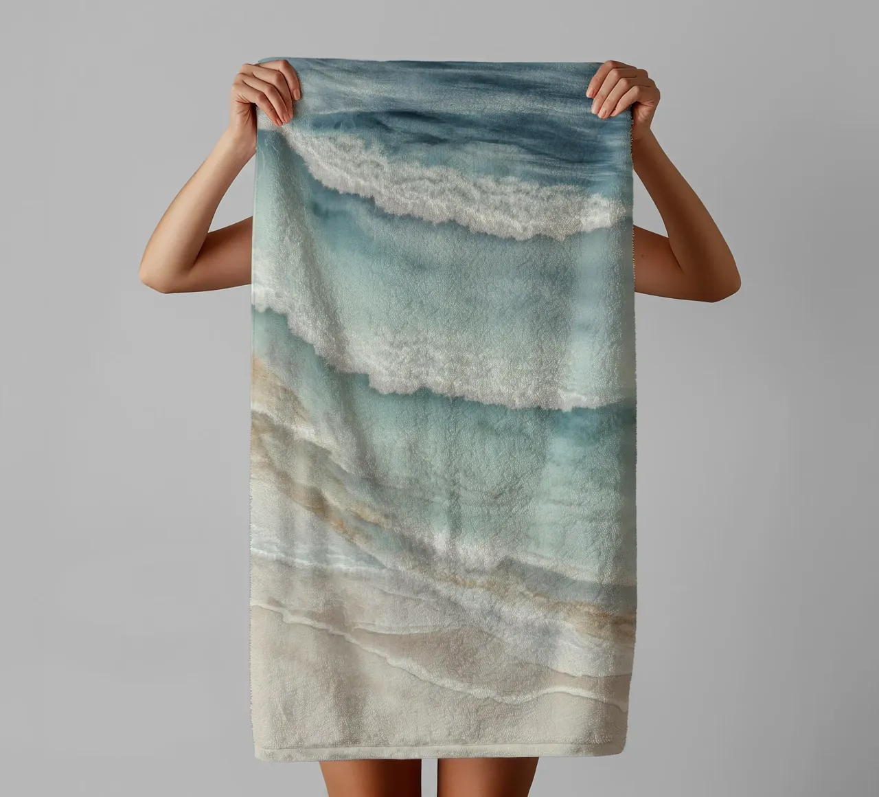 Coast in waves movement towel by Carinaprint