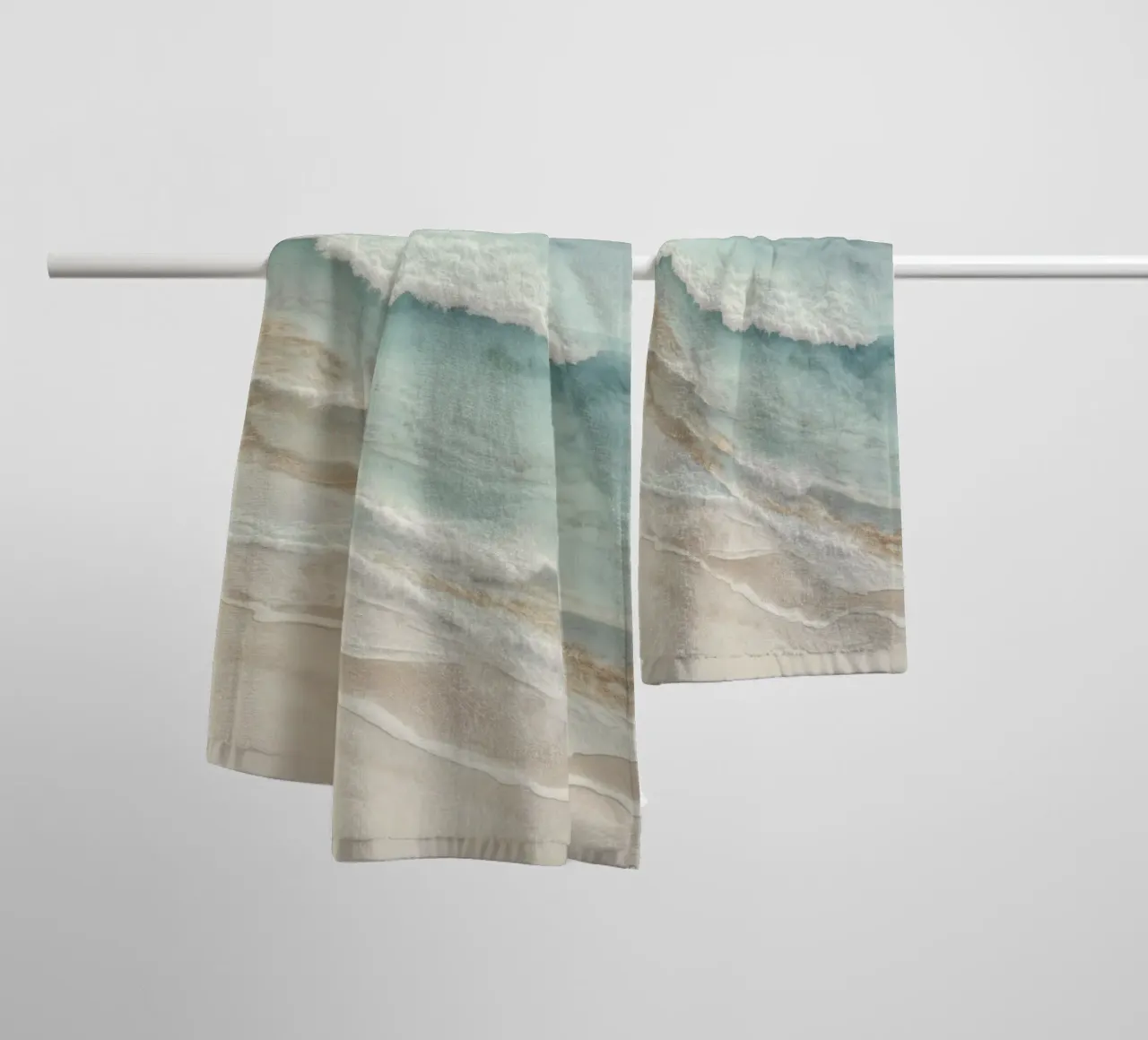 Coast in waves movement towel by Carinaprint