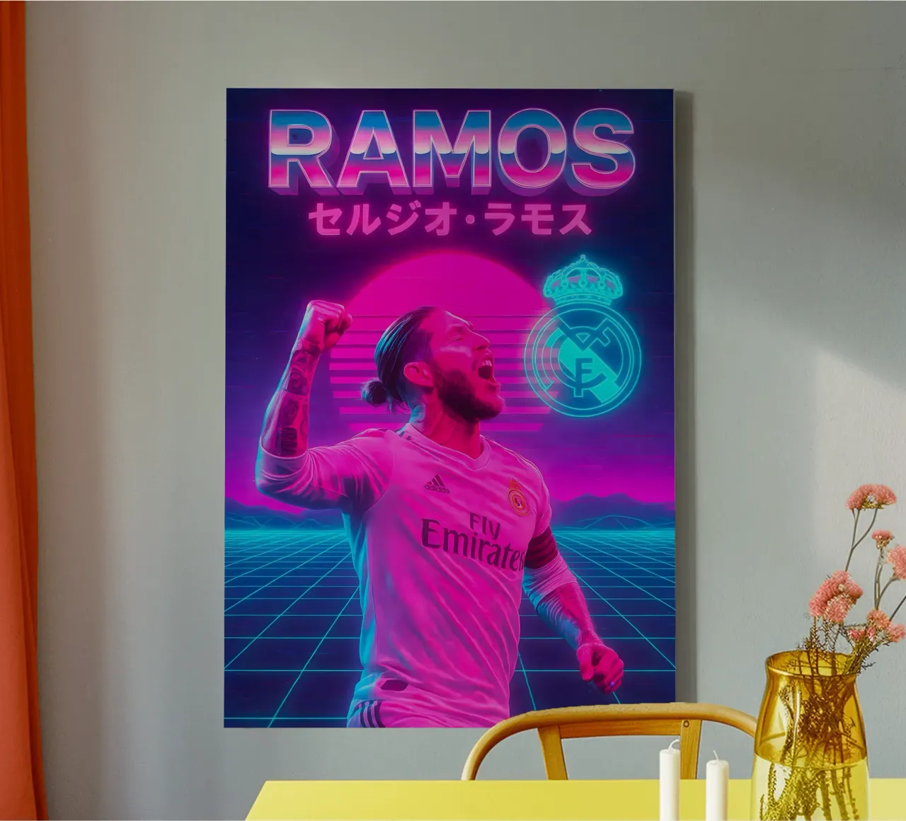 Sergio Ramos tela con Cornice a cassetta da Cyberpunk Canvas