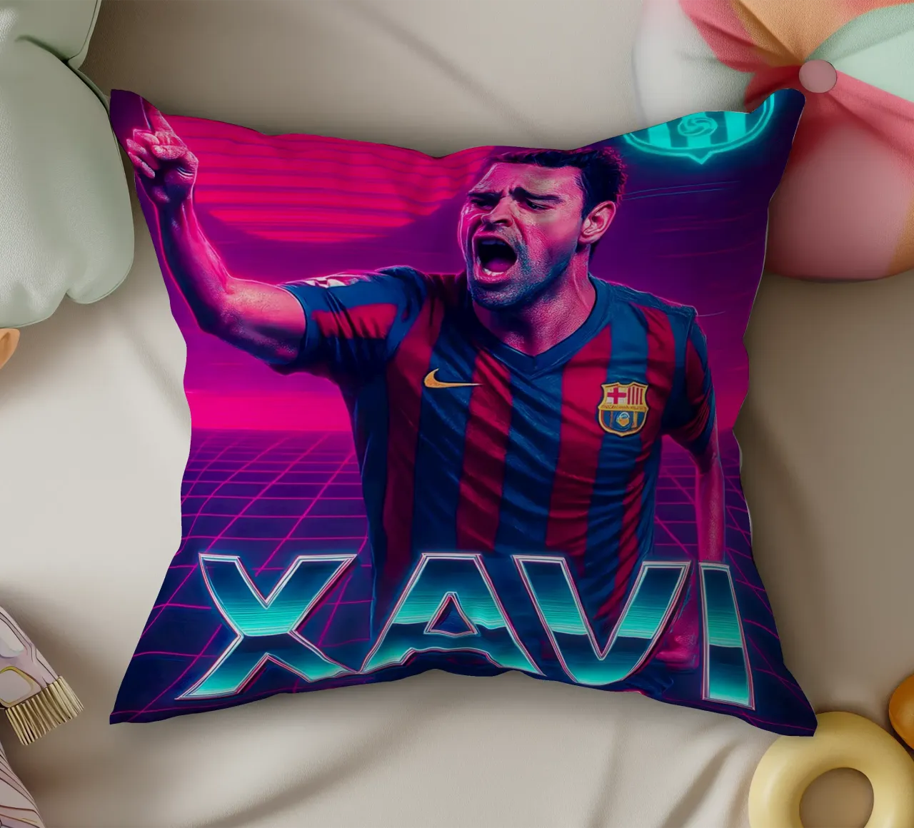 Xavi Hernandez cuscino da Cyberpunk Canvas