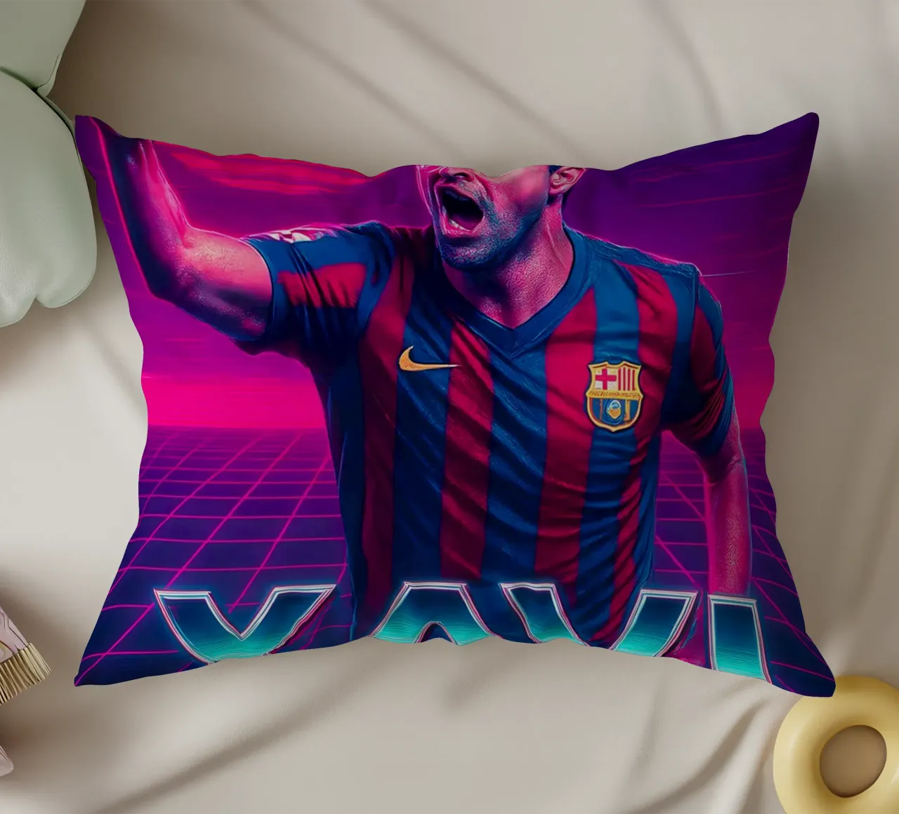 Xavi Hernandez cuscino da Cyberpunk Canvas