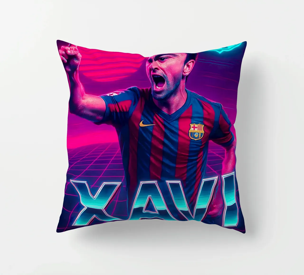 Xavi Hernandez cuscino da Cyberpunk Canvas