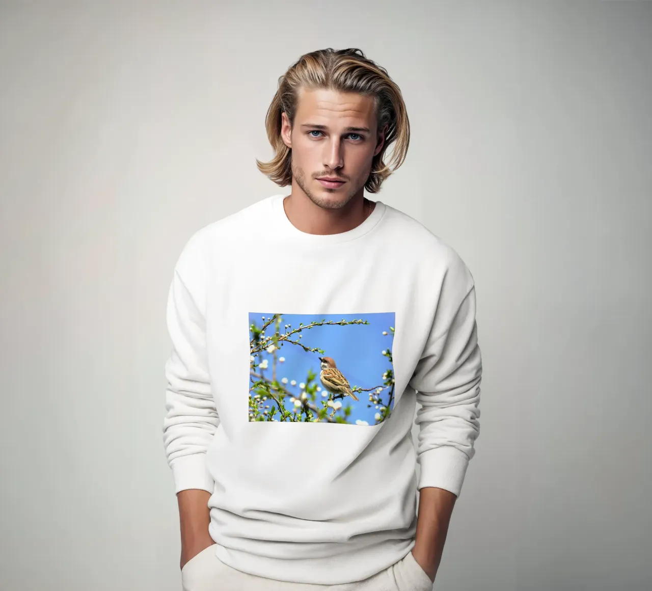 Tiny Sparrow Shape - Belleza media sudadera de Nature's Palette
