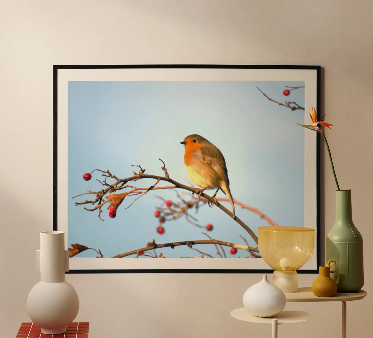 Red Robin - Simbolo di giovinezza poster con telaio in plastica da Nature's Palette