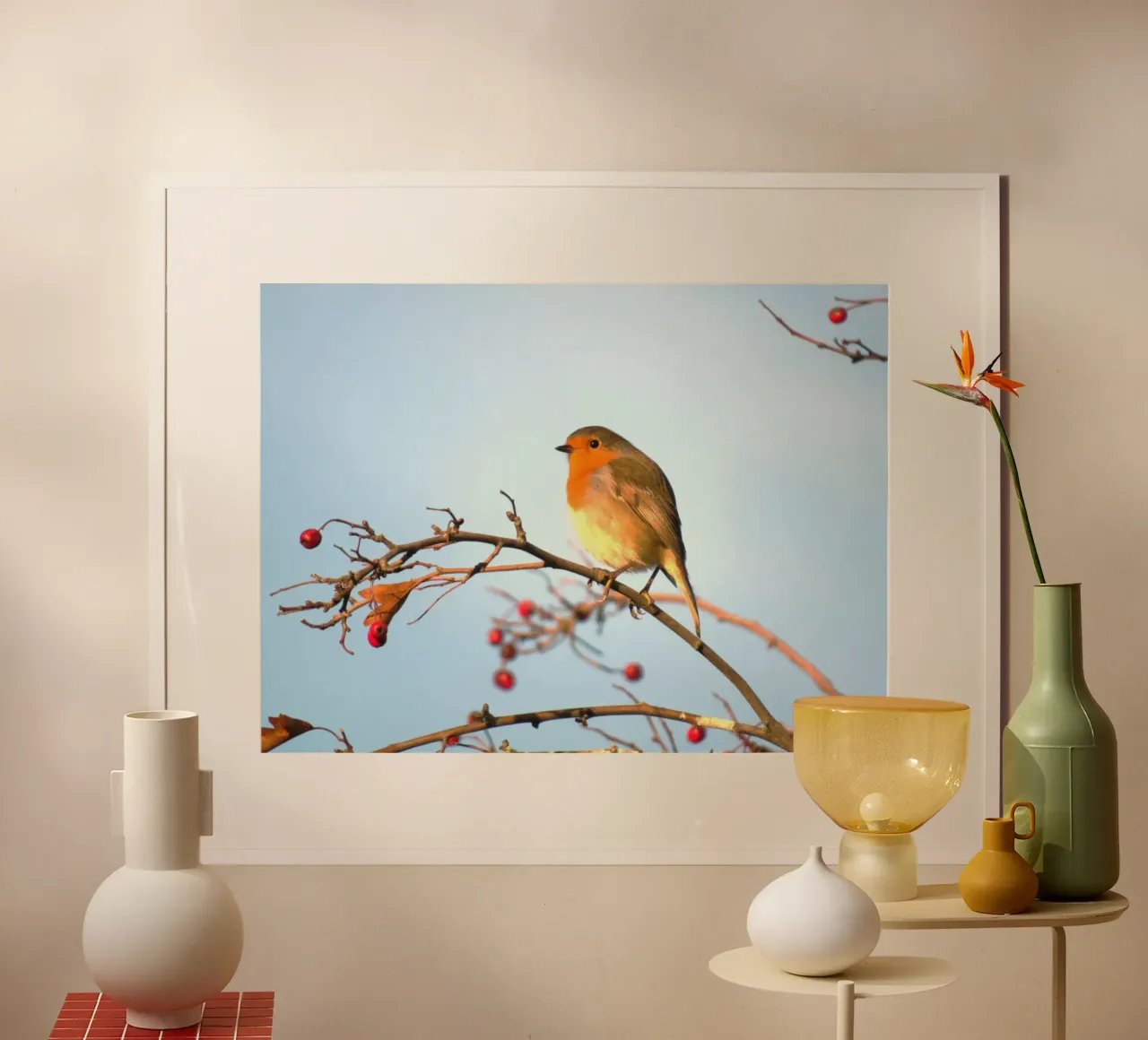 Red Robin - Simbolo di giovinezza poster con telaio in plastica da Nature's Palette
