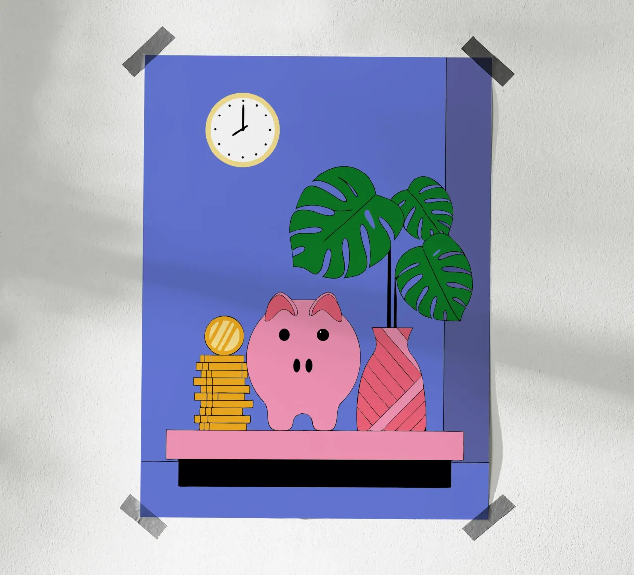 Risparmio e vaso di fiori poster con telaio in legno da OUR SHOP