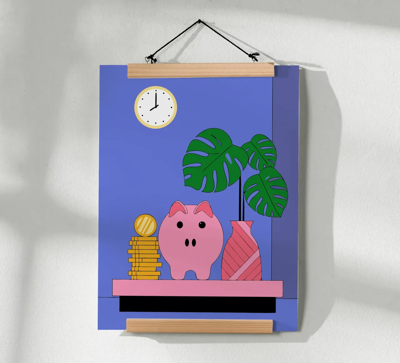 Risparmio e vaso di fiori poster con telaio in legno da OUR SHOP