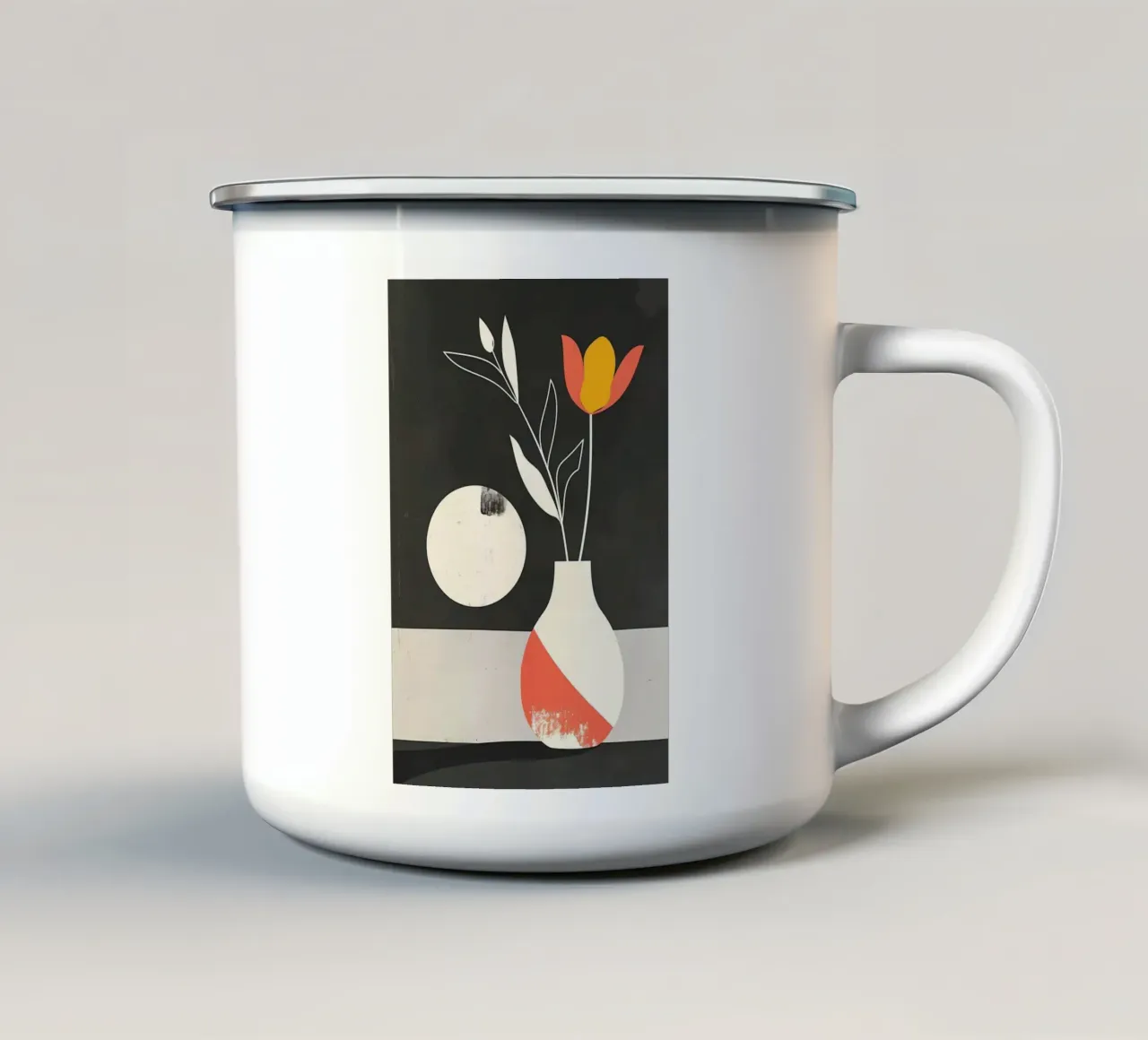 Tulipano minimalista in vaso tazza in smalto da Jose