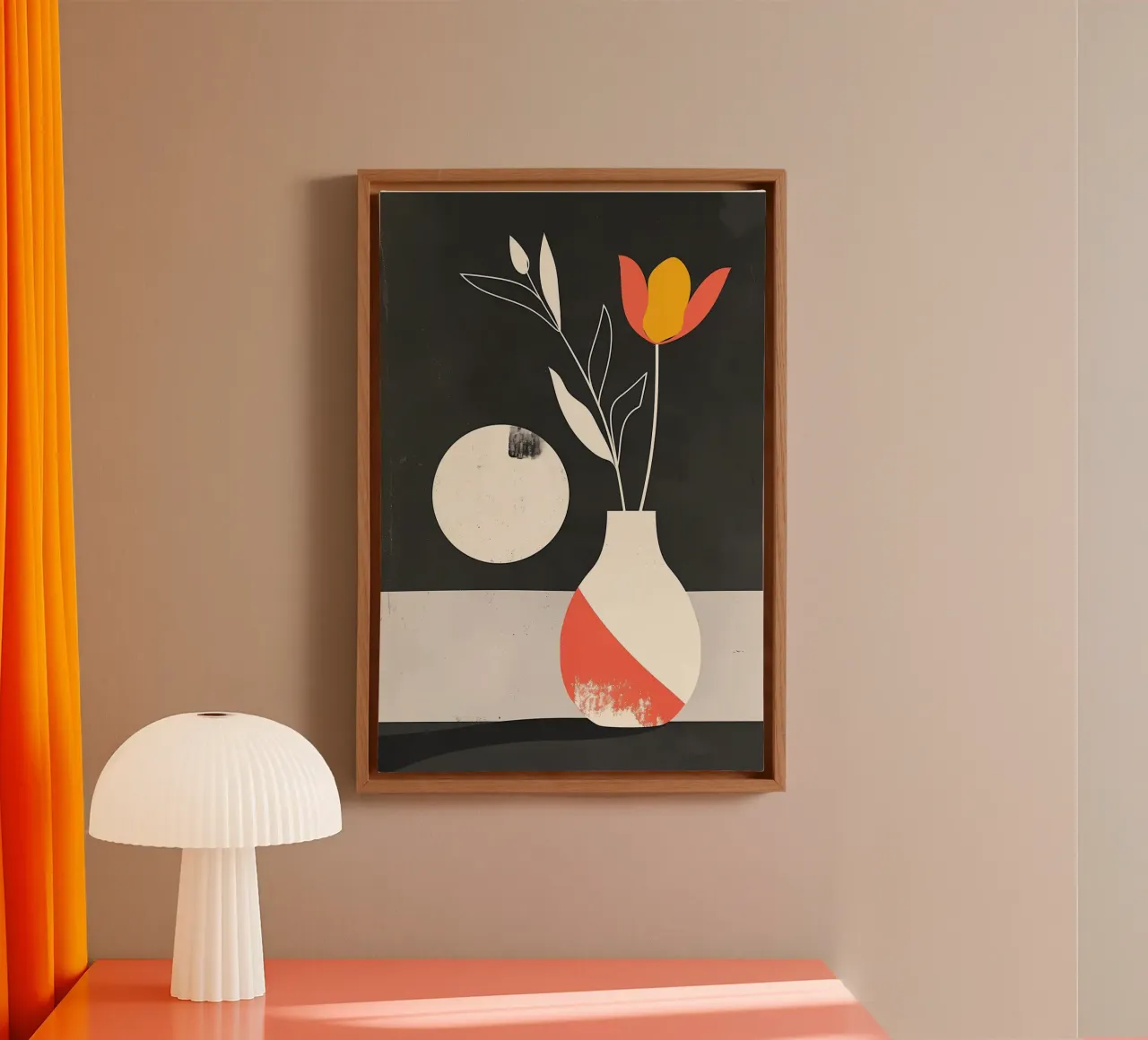 Minimalistische tulp in vaas canvas met Baklijst van Jose