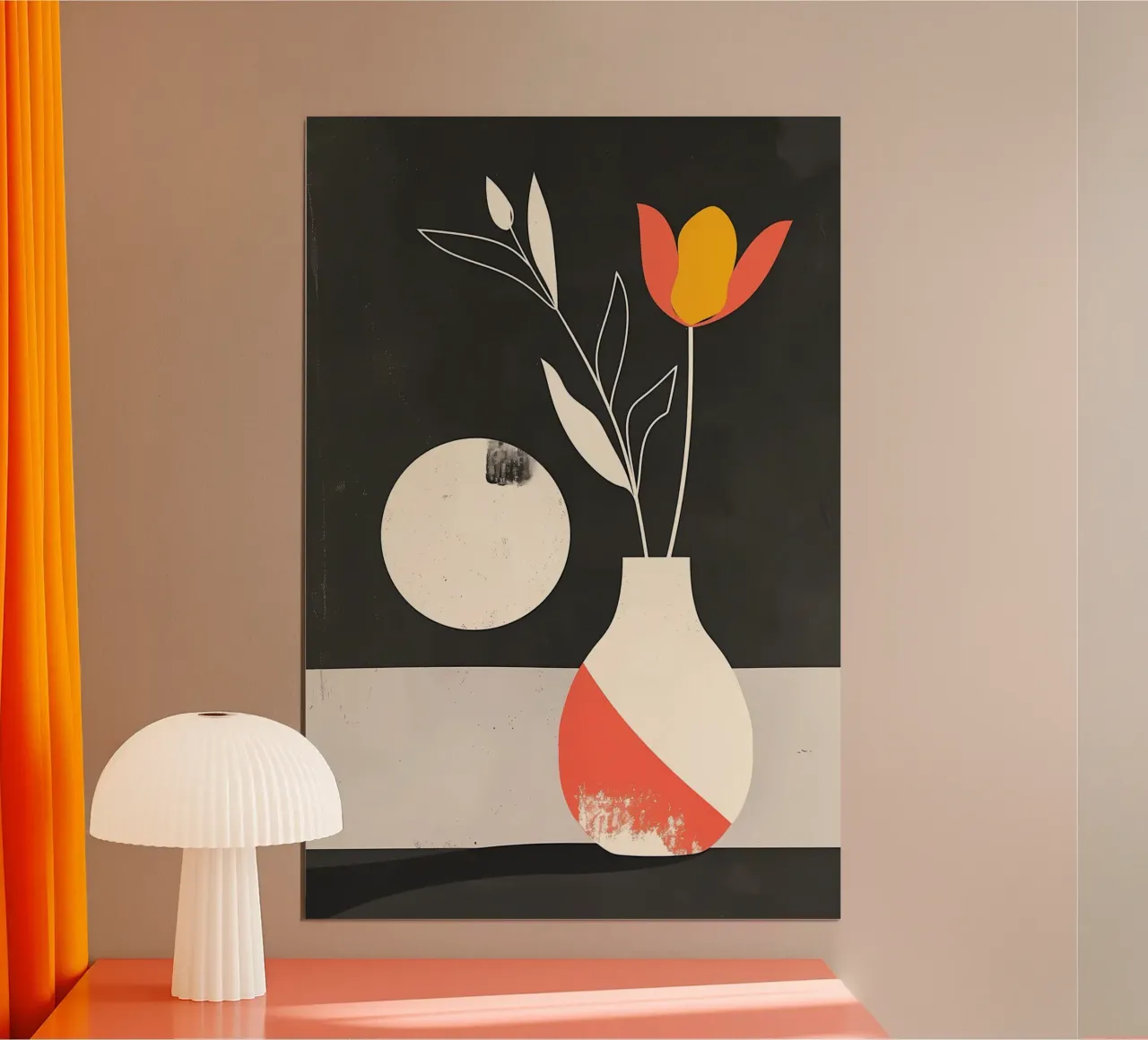 Tulipano minimalista in vaso poster da Jose
