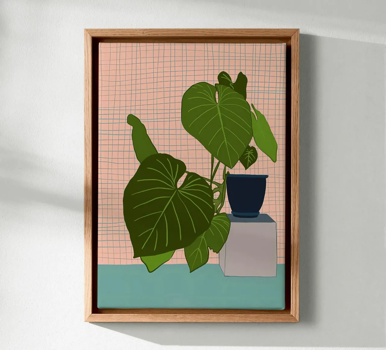 Monstera su piedistallo tela con Cornice a cassetta da Jose