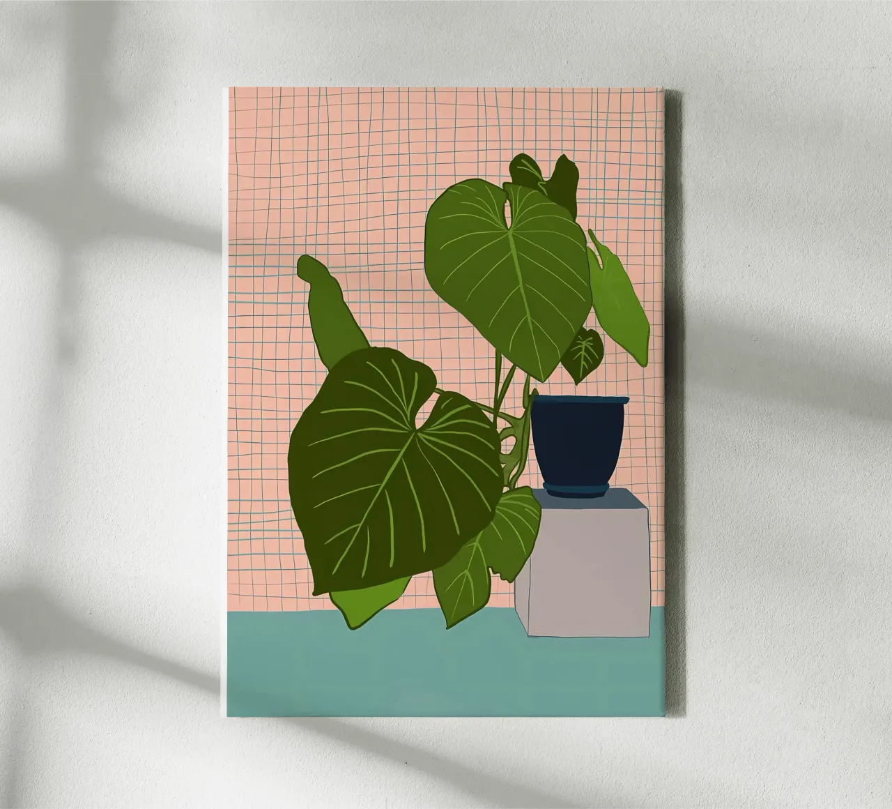 Monstera su piedistallo tela con Cornice a cassetta da Jose