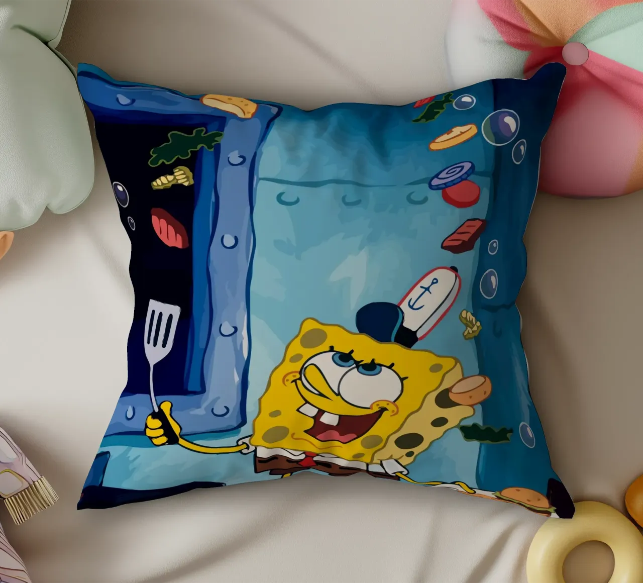 Spongebob is making a burger cuscino da Dumery Art