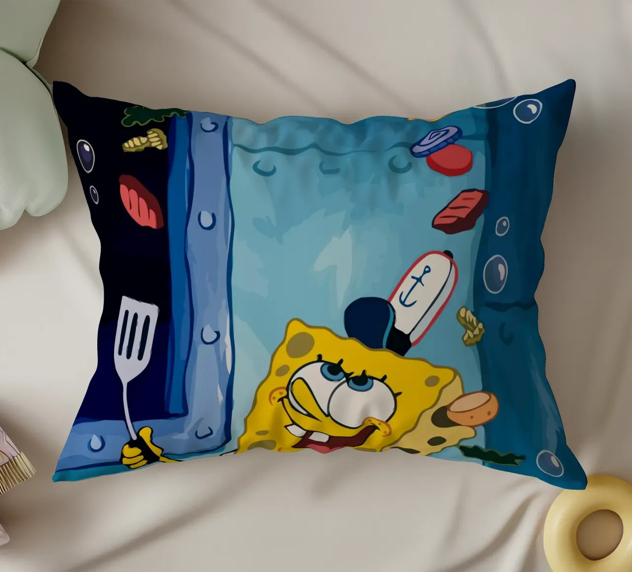 Spongebob is making a burger cuscino da Dumery Art