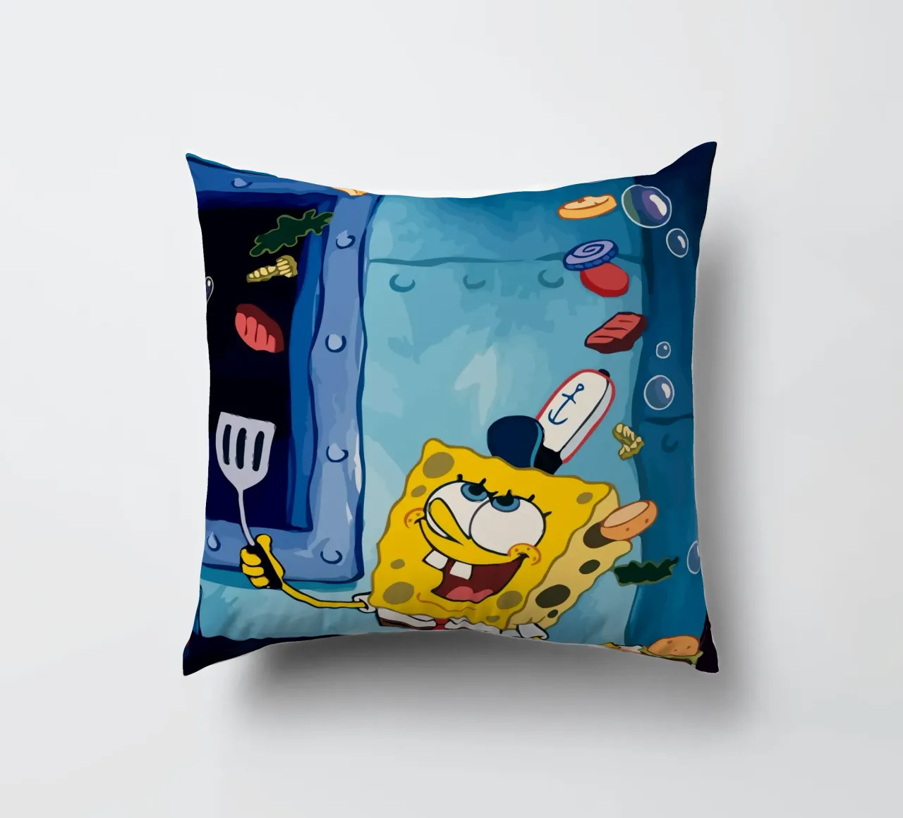 Spongebob is making a burger cuscino da Dumery Art