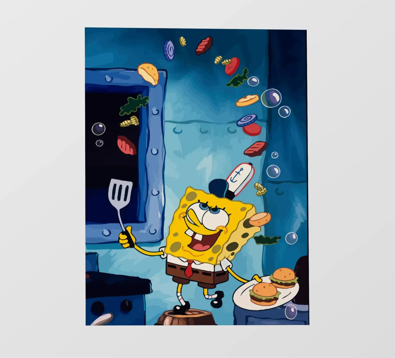 Spongebob is making a burger telo in pvc da Dumery Art
