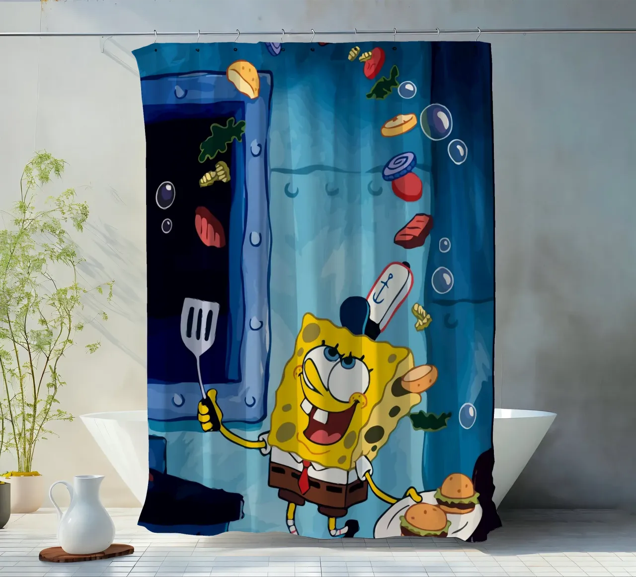 Spongebob is making a burger tenda da doccia da Dumery Art